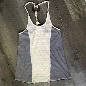 Ocean Drive Navy and White Stripe Macrame Tank